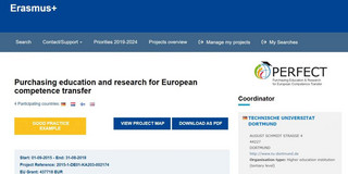 Screenshot von der EU Website - PERFECT hat die Auszeichnung "Good Practice"